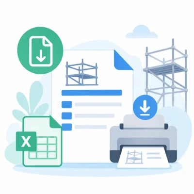 材料表や見積書などの書類を出力するイラスト